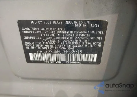 2014 Subaru Forester 2.5I Premium z USA, uszkodzony, nr VIN JF2SJAEC7EH535318